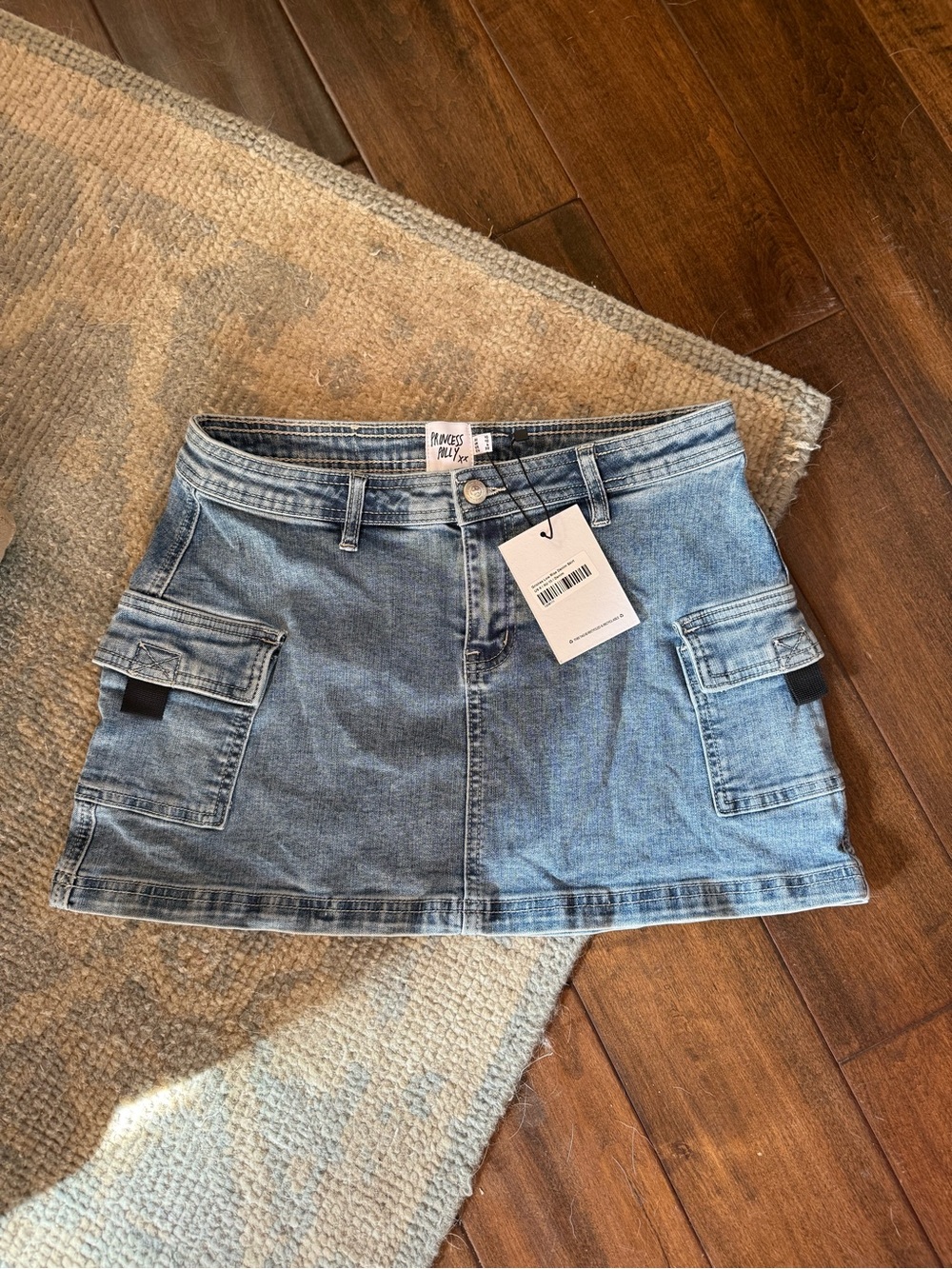 Princess Polly Denim Light Blue Cargo Mini Skirt